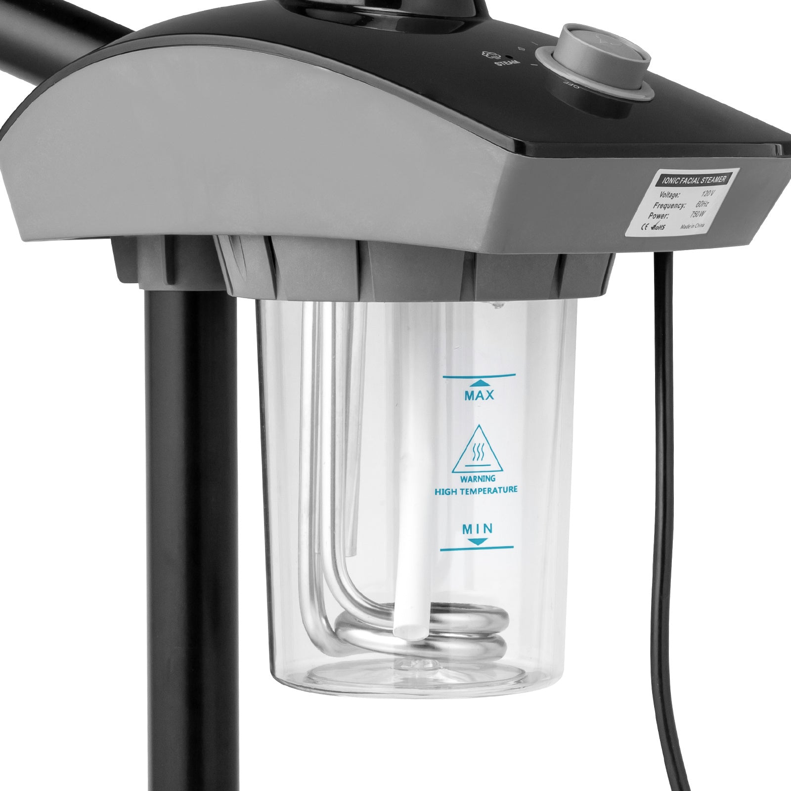 JMT-894026 Adjustable Facial Steamer with Detachable Nozzle and Rolling Casters, Black, 110V, Ideal for Salon and Home Use