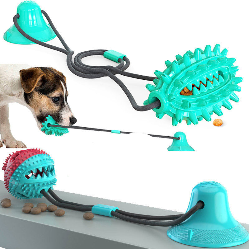 JMT-894026 Suction Cup Dog Toy for Tug of War with Molar Stick and Leaking Ball Feature