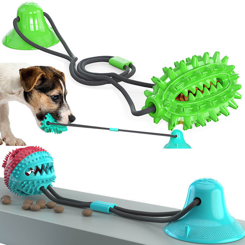 JMT-894026 Suction Cup Dog Toy for Tug of War with Molar Stick and Leaking Ball Feature