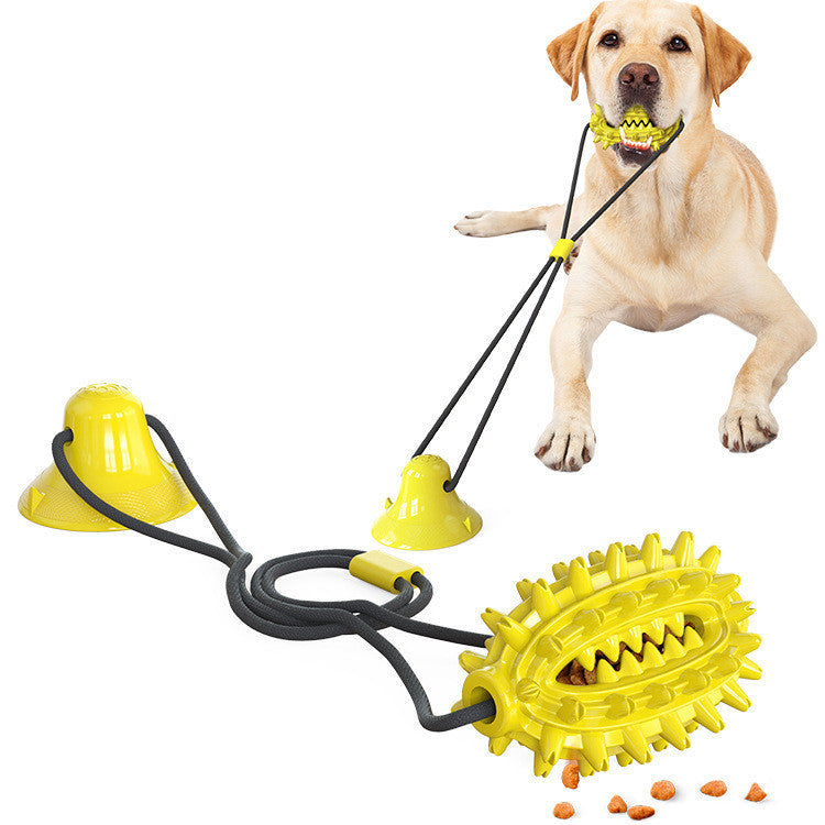 JMT-894026 Suction Cup Dog Toy for Tug of War with Molar Stick and Leaking Ball Feature