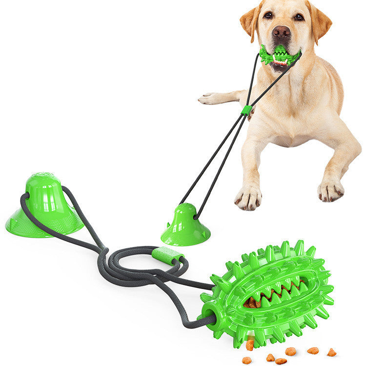 JMT-894026 Suction Cup Dog Toy for Tug of War with Molar Stick and Leaking Ball Feature