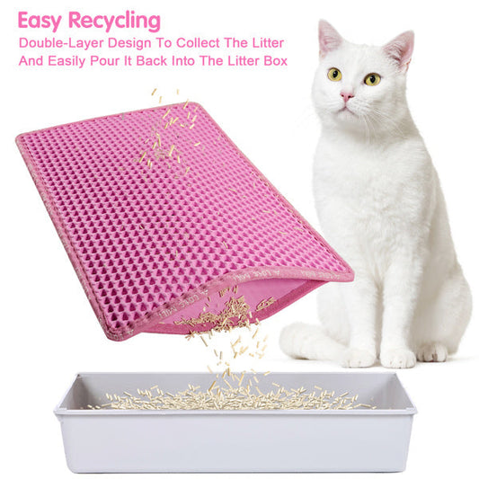 JMT-894346 Double Layer Rice-Shaped Cat Litter Mat - Waterproof EVA Material for Easy Cleaning and Litter Trapping