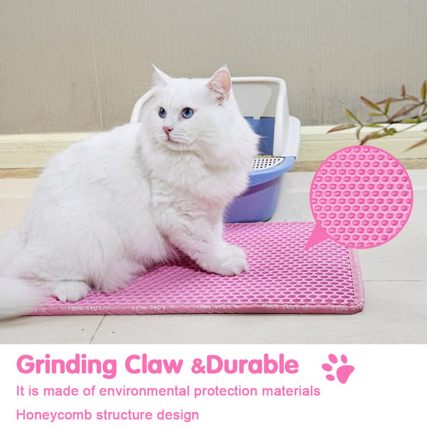 JMT-894346 Double Layer Rice-Shaped Cat Litter Mat - Waterproof EVA Material for Easy Cleaning and Litter Trapping
