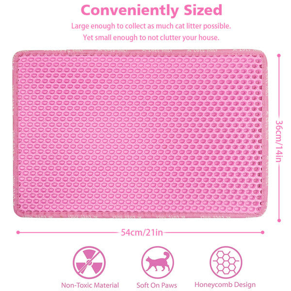 JMT-894346 Double Layer Rice-Shaped Cat Litter Mat - Waterproof EVA Material for Easy Cleaning and Litter Trapping