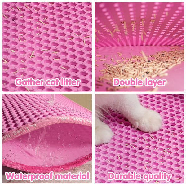JMT-894346 Double Layer Rice-Shaped Cat Litter Mat - Waterproof EVA Material for Easy Cleaning and Litter Trapping