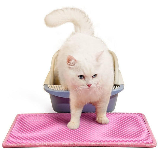 JMT-894346 Double Layer Rice-Shaped Cat Litter Mat - Waterproof EVA Material for Easy Cleaning and Litter Trapping
