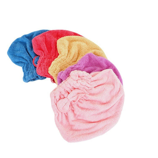 JMT-894410 Dry Hair Absorbent Shower Towel Hat - Coral Fleece in Pink, Red, Blue, Brown, and Purple