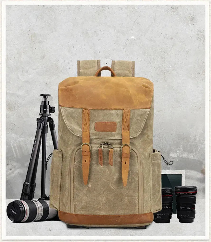 JMT-894410 Large Capacity Waterproof Canvas Backpack for SLR Cameras and Travel