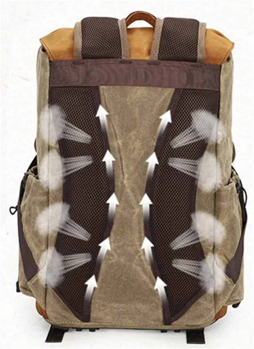 JMT-894410 Large Capacity Waterproof Canvas Backpack for SLR Cameras and Travel