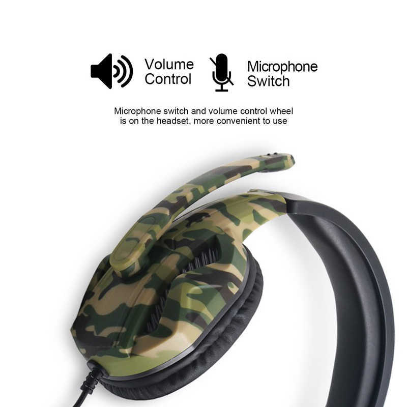 JMT-894538 Camouflage Stereo Gaming Headset with Deep Bass and Omnidirectional Microphone for PS4/PS3/PC