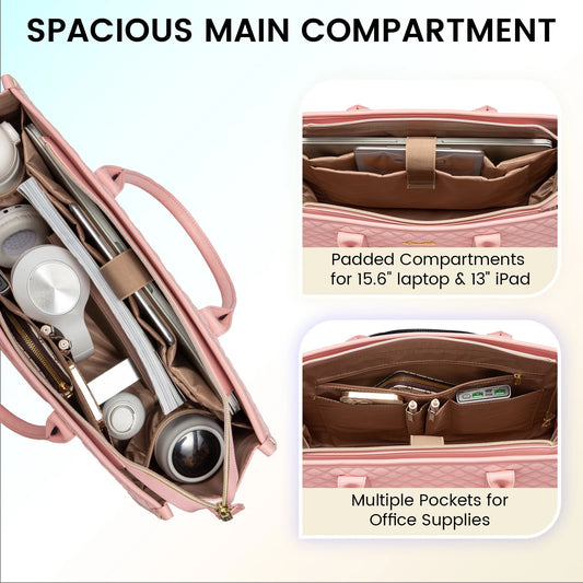 JMT-894858 Large Capacity 15.6 Inch Lightweight Laptop Tote for Office Use - Fashionable Work Briefcase for Women