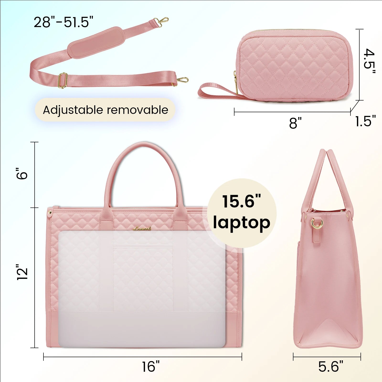 JMT-894858 Large Capacity 15.6 Inch Lightweight Laptop Tote for Office Use - Fashionable Work Briefcase for Women