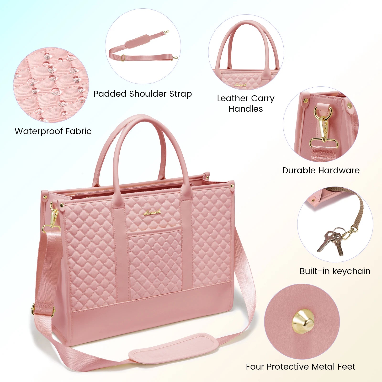 JMT-894858 Large Capacity 15.6 Inch Lightweight Laptop Tote for Office Use - Fashionable Work Briefcase for Women