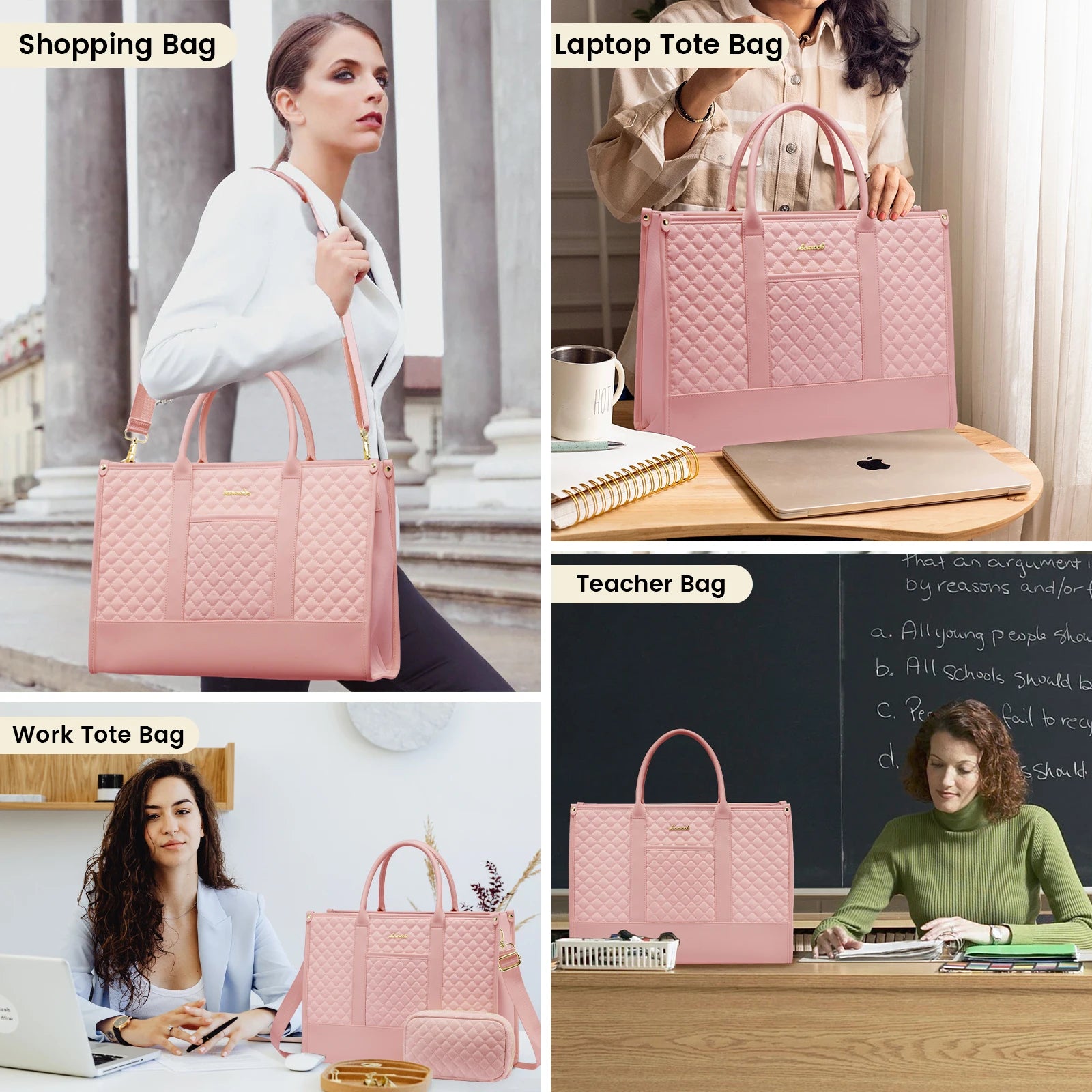 JMT-894858 Large Capacity 15.6 Inch Lightweight Laptop Tote for Office Use - Fashionable Work Briefcase for Women