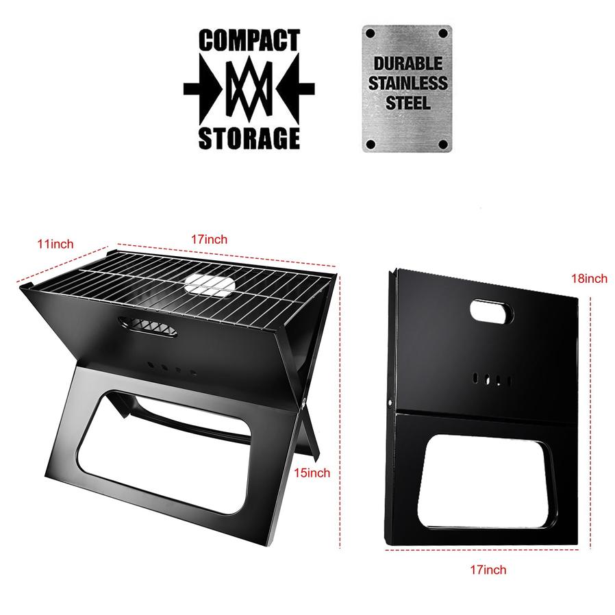 JMT-894922 Portable Foldable Charcoal BBQ Grill for Camping and Outdoor Use
