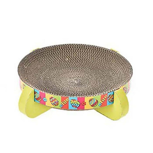 JMT-895050 Corrugated Round Cat Scratcher Toy - Durable Bite Toy for Cats, 35x35x10cm