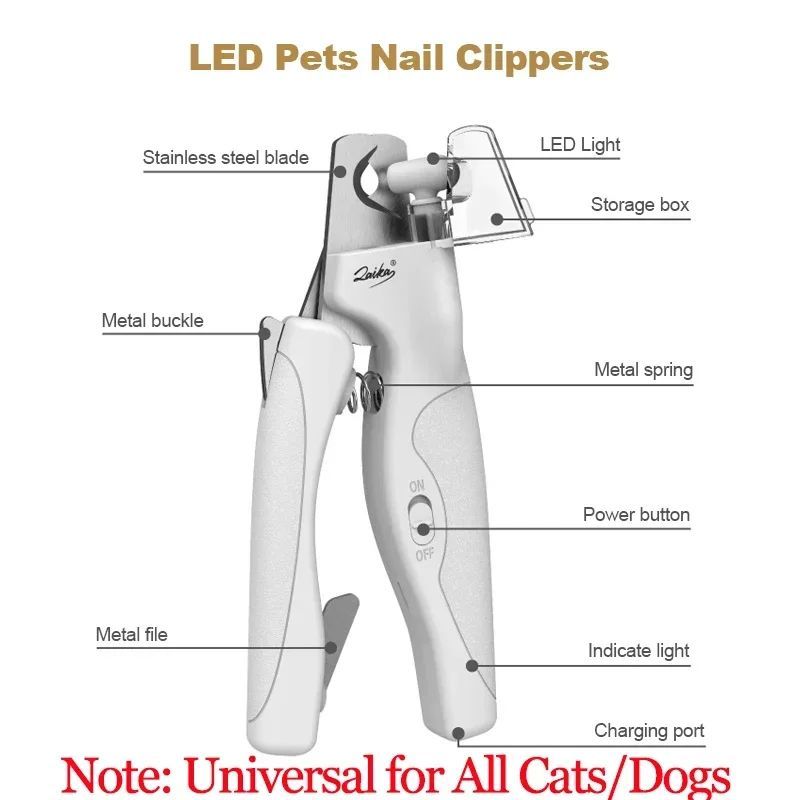 JMT-895114 Rechargeable Pet Nail Clippers with LED Light for Safe and Precise Trimming for Dogs and Cats