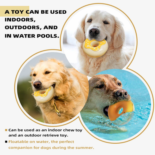 JMT-895178 Molar Teeth Cleaning Donut Dog Toy in Pink, Yellow, and Chocolate - Durable TPR Material