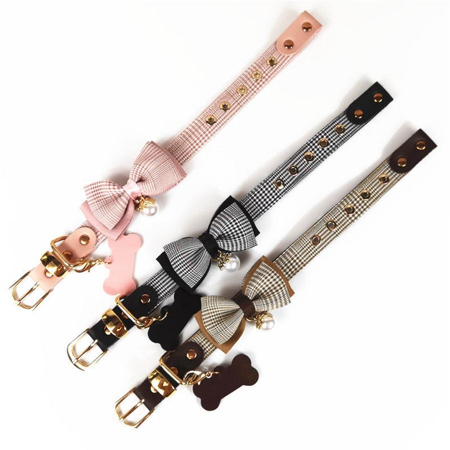 JMT-895370 Leather Teddy Dog Breast Strap Collar in Dark Khaki, Pink, and Black - Adjustable Size Options Available