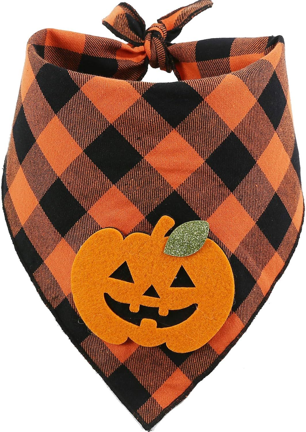 JMT-896010 Halloween Dog Bandana with Pumpkin and Skeleton Design for Pets, Fits Necks Up to 22 Inches
