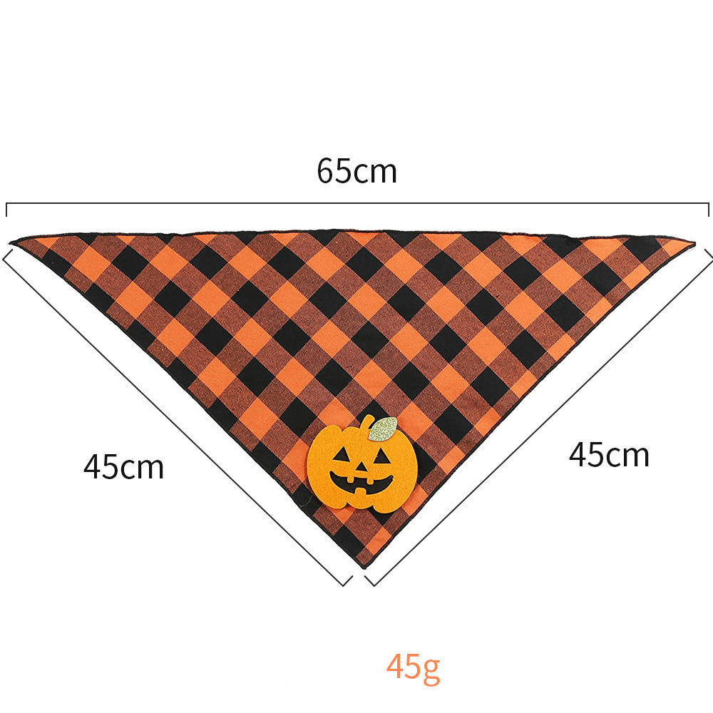JMT-896010 Halloween Dog Bandana with Pumpkin and Skeleton Design for Pets, Fits Necks Up to 22 Inches
