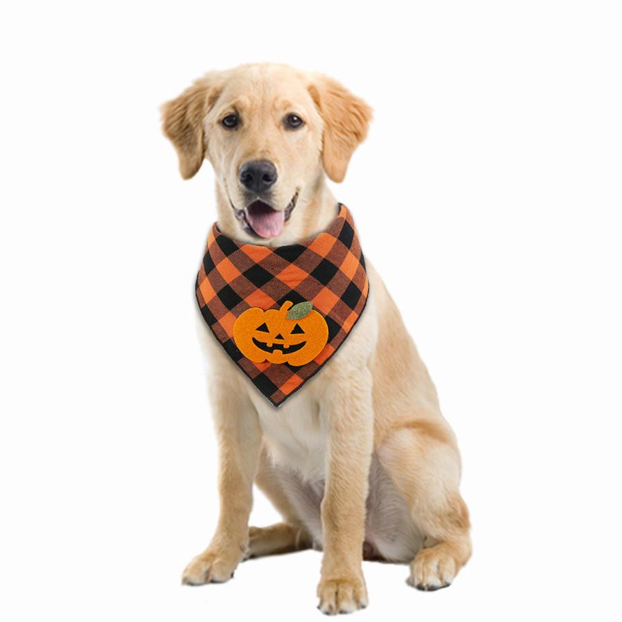 JMT-896010 Halloween Dog Bandana with Pumpkin and Skeleton Design for Pets, Fits Necks Up to 22 Inches