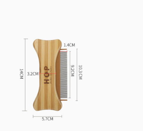 JMT-896266 Double-Sided Bamboo Dog Comb for Effective Flea Removal