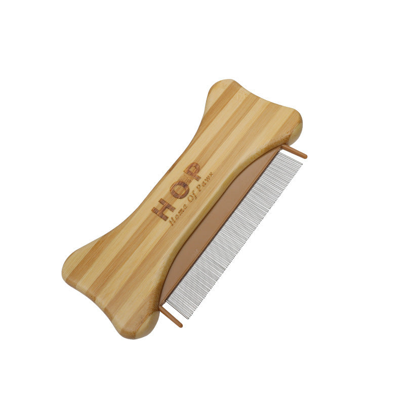 JMT-896266 Double-Sided Bamboo Dog Comb for Effective Flea Removal