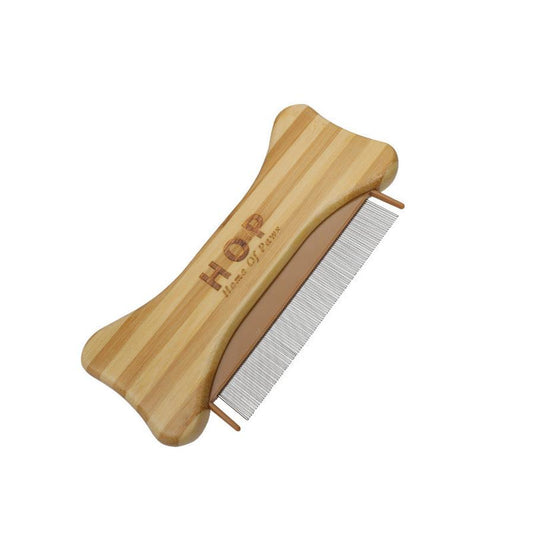 JMT-896266 Double-Sided Bamboo Dog Comb for Effective Flea Removal