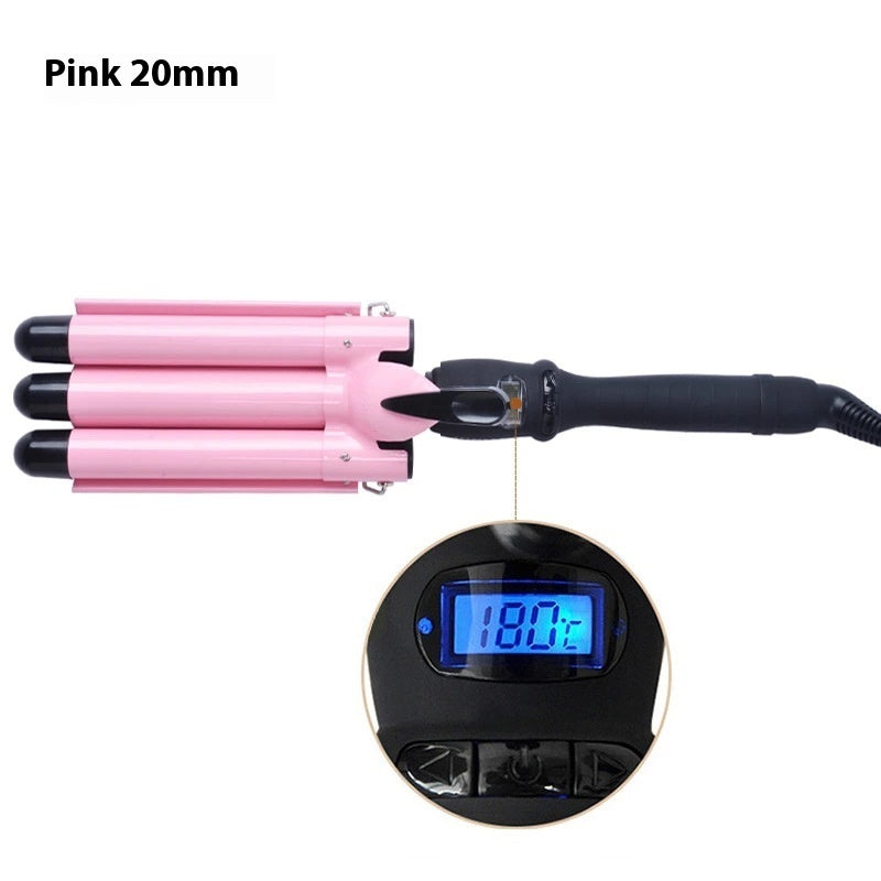 JMT-896330 LCD Temperature Control Curling Iron in Pink and Tuhao Gold - Multiple Barrel Sizes Available