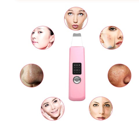 JMT-896586 Ultrasound Skin Beauty Device - Shovel Skin Machine in White and Pink, Dual Language Support