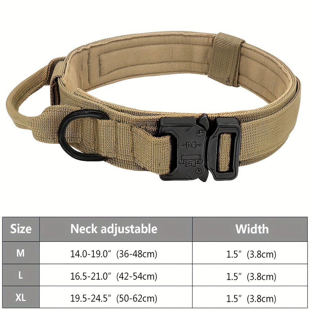 JMT-896842 Heavy Duty Tactical Dog Collar with Handle for Enhanced Control and Comfort for Medium to Large Dogs