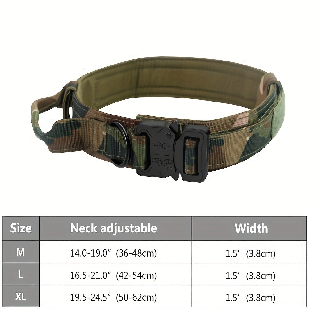 JMT-896842 Heavy Duty Tactical Dog Collar with Handle for Enhanced Control and Comfort for Medium to Large Dogs