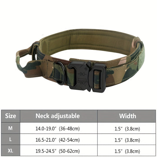 JMT-896842 Heavy Duty Tactical Dog Collar with Handle for Enhanced Control and Comfort for Medium to Large Dogs