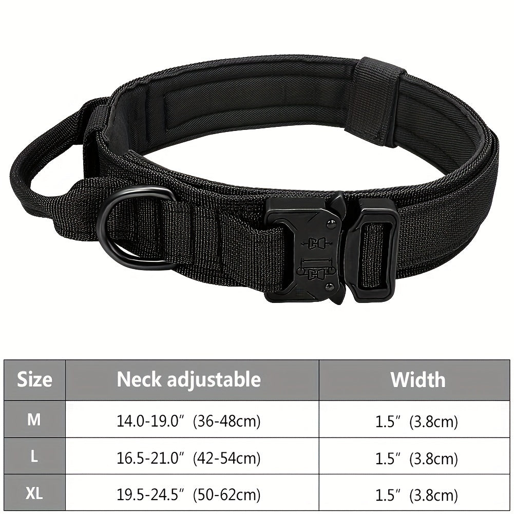 JMT-896842 Heavy Duty Tactical Dog Collar with Handle for Enhanced Control and Comfort for Medium to Large Dogs