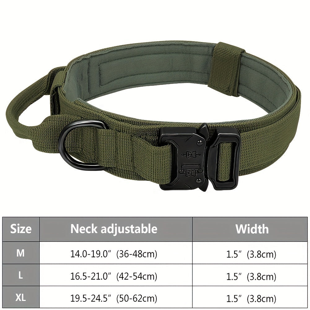 JMT-896842 Heavy Duty Tactical Dog Collar with Handle for Enhanced Control and Comfort for Medium to Large Dogs