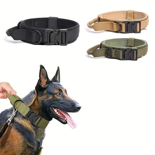 JMT-896842 Heavy Duty Tactical Dog Collar with Handle for Enhanced Control and Comfort for Medium to Large Dogs