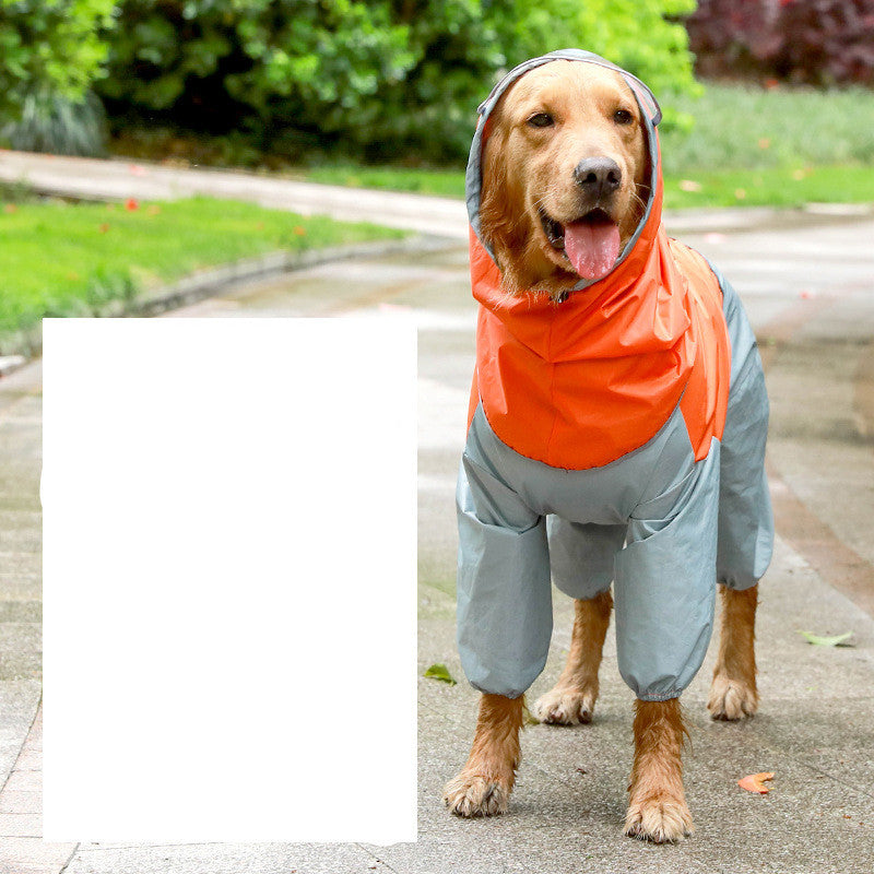 JMT-896970 Medium Dog Raincoat with Reflective Stripes - Waterproof EAV Fabric for All Breeds
