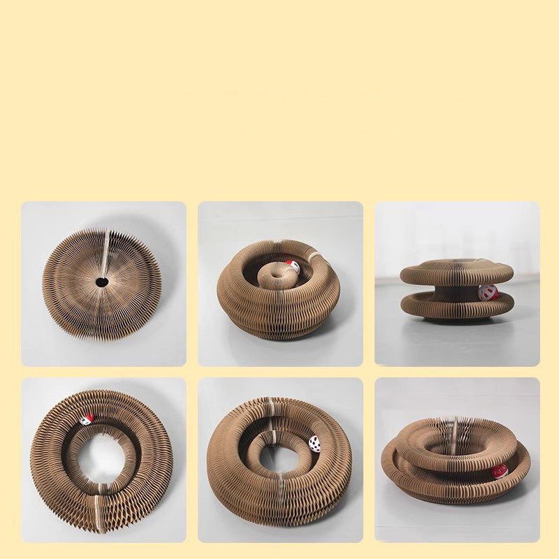 JMT-897162 Accordion Cat Toy - Multi-Shape Scratching Board with Bell Ball for Active Play and Exercise