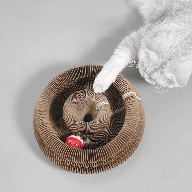 JMT-897162 Accordion Cat Toy - Multi-Shape Scratching Board with Bell Ball for Active Play and Exercise