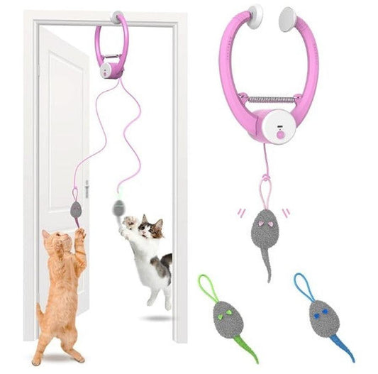 JMT-897482 Colorful Interactive Electric Mouse Toy for Pets - Automatic Door Holder with Hanging Feature