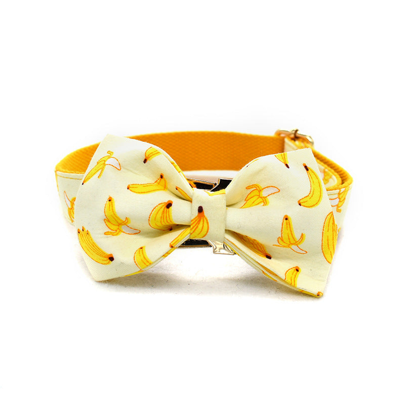 JMT-897994 Fruit Pattern Dog Collar with Gold Metal Buckle, Polyester Material, Multiple Sizes Available
