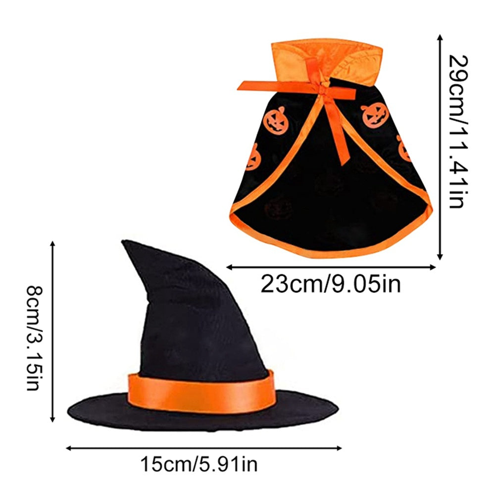 JMT-898250 Pet Halloween Costume Cape and Hat Set for Dogs and Cats - Comfortable Festival Dress Up Attire