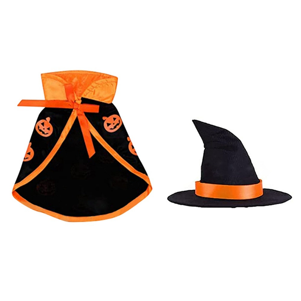 JMT-898250 Pet Halloween Costume Cape and Hat Set for Dogs and Cats - Comfortable Festival Dress Up Attire