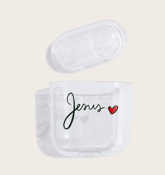 JMT-898314 Transparent Colored Letter Love Wireless Bluetooth Headset Case for AirPods 1/2