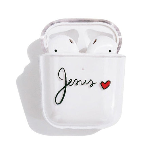 JMT-898314 Transparent Colored Letter Love Wireless Bluetooth Headset Case for AirPods 1/2
