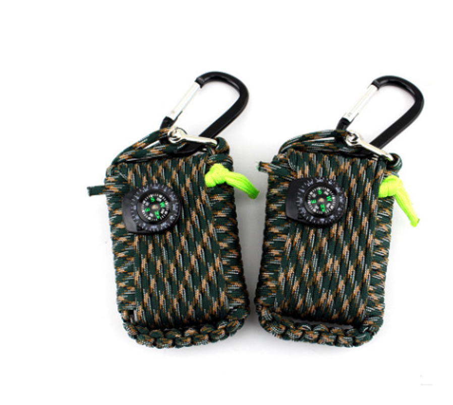 JMT-898378 Emergency Outdoor Survival Kit with Climbing Rope, Hand-Woven Camping Bag, and Equipment Umbrella