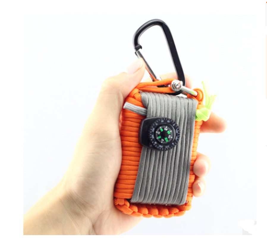 JMT-898378 Emergency Outdoor Survival Kit with Climbing Rope, Hand-Woven Camping Bag, and Equipment Umbrella