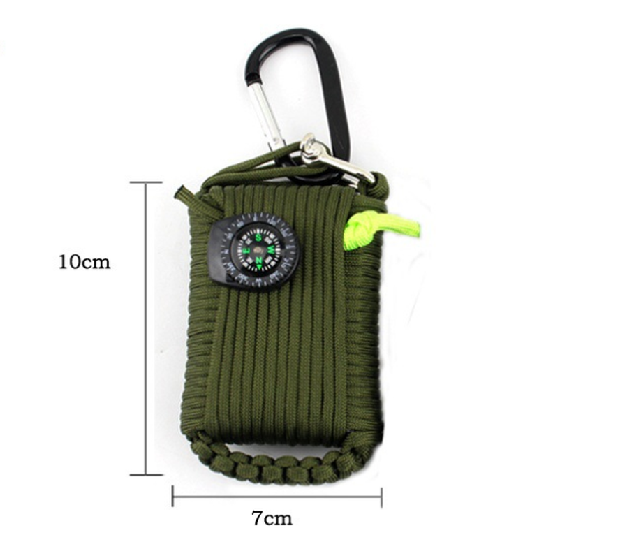 JMT-898378 Emergency Outdoor Survival Kit with Climbing Rope, Hand-Woven Camping Bag, and Equipment Umbrella