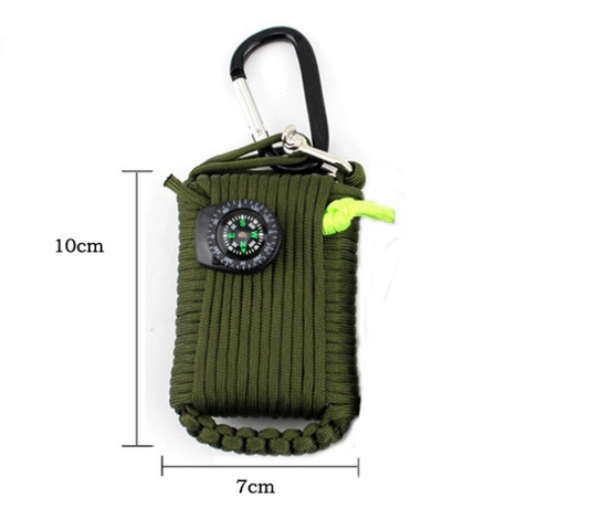 JMT-898378 Emergency Outdoor Survival Kit with Climbing Rope, Hand-Woven Camping Bag, and Equipment Umbrella